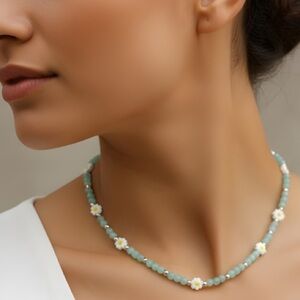 Elegant Beaded Necklace with Floral Accents